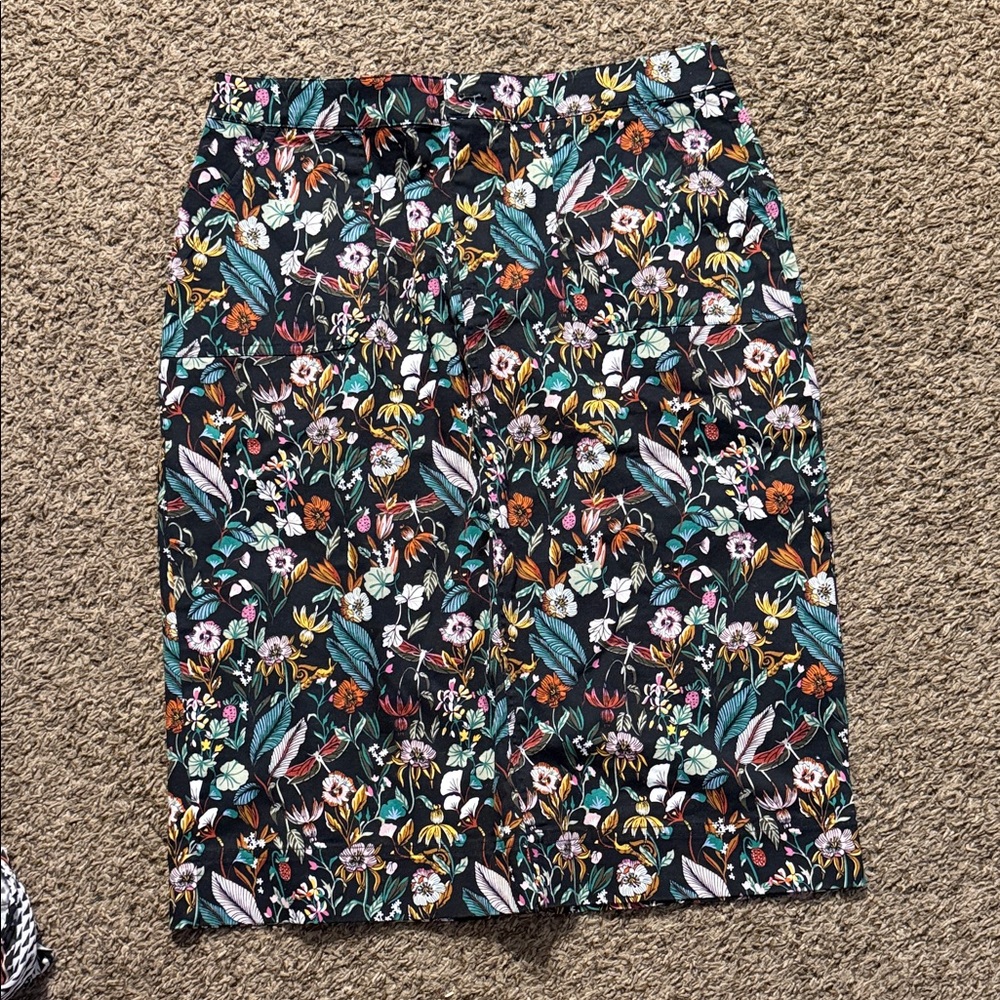Christopher & Banks Multicolor Floral Pencil Skirt